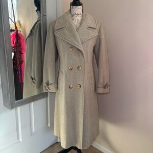 Womens Classic Double-Breasted Pea Coat - Cream